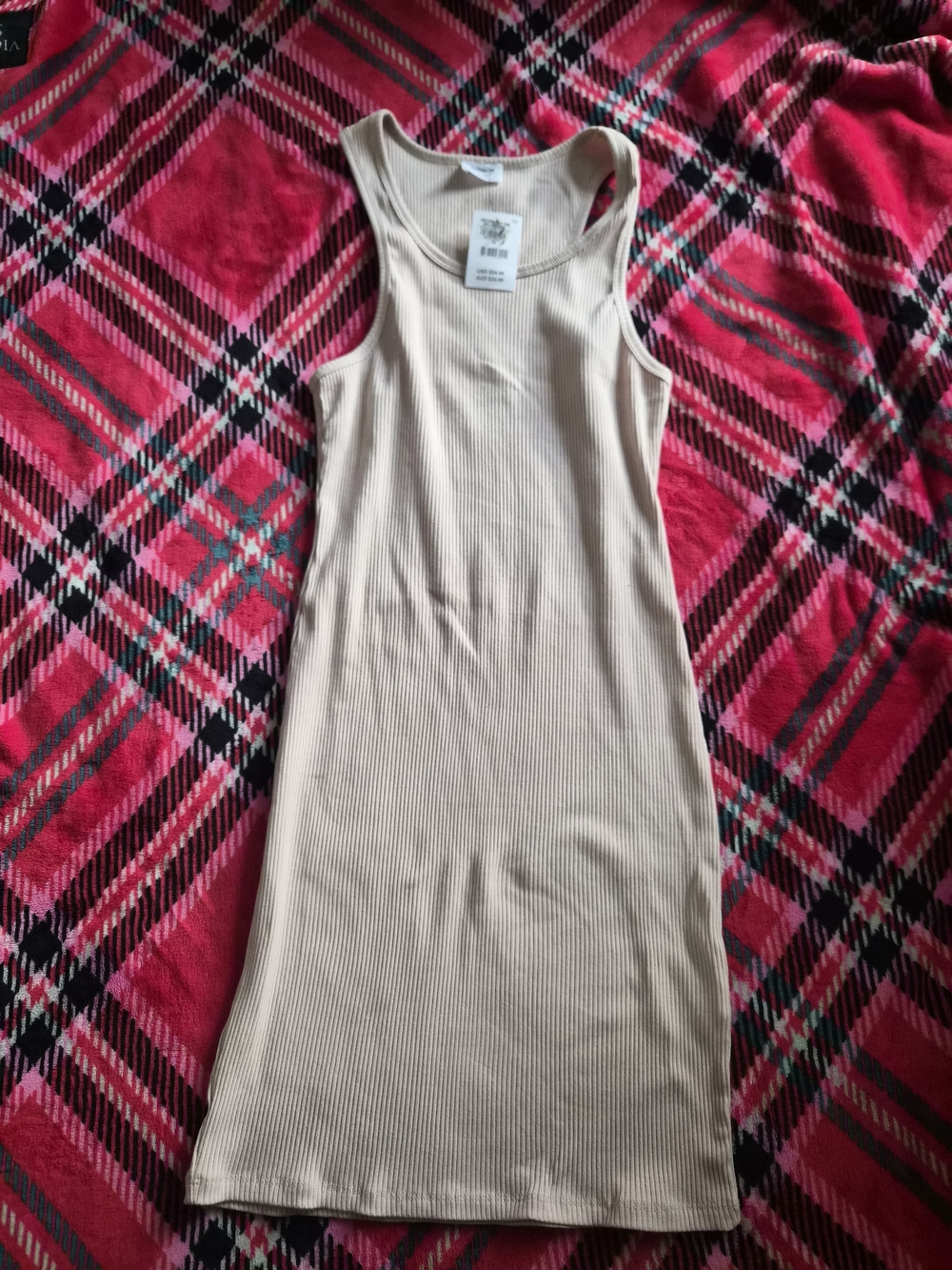 Cotton On Beige Ribbed Tank Midi Dress